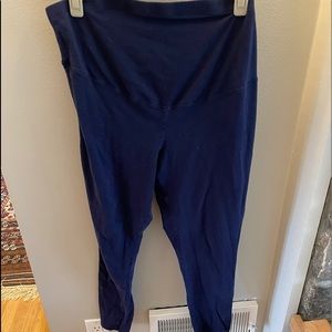 Full panel navy maternity leggings